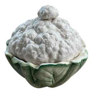 1989 Fitz and Floyd Majolica Cauliflower Lidded Dish