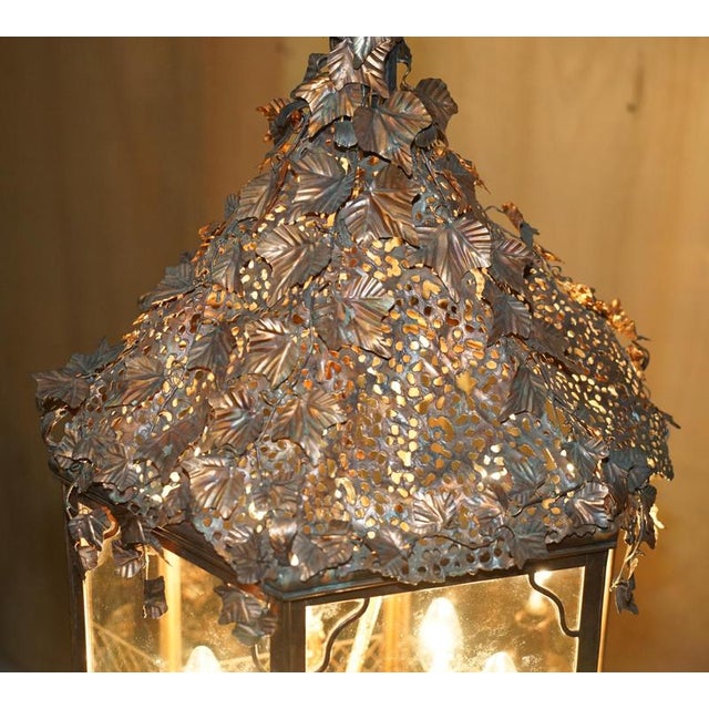 1960s Italian Copper Floral Hanging Lantern, 1960s For Sale - Image 5 of 15