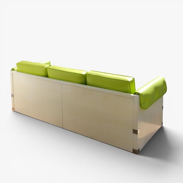 Lime Mid Century Bernhardt Campaign Case Marge Carson Style Sofa Daybed For Sale - Image 8 of 10