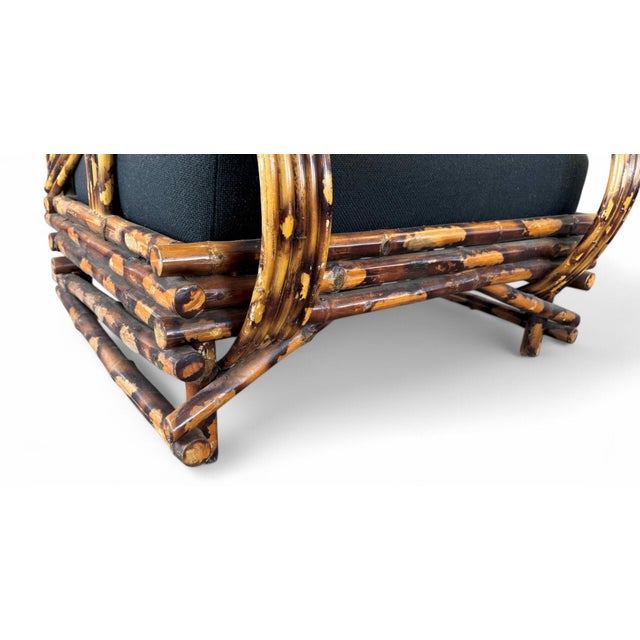 Vintage Boho 5-Strand Tortoise Shell Rattan Sofa & Chair - 2 Piece Set For Sale - Image 12 of 12