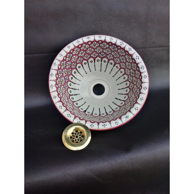 Contemporary Ceramic Floral Hand-Paint Bar Sink For Sale - Image 4 of 7