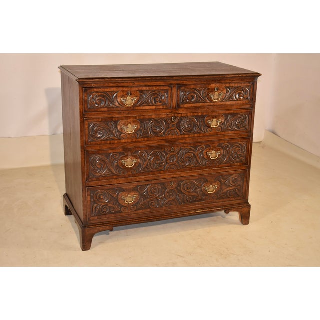 Late 18th Century English Oak Carved Chest of Drawers For Sale - Image 4 of 14