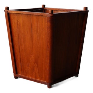 Mid 20th Century Danish Modern Teak Wood Trash Can / Wastebasket For Sale