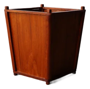 Mid 20th Century Danish Modern Teak Wood Trash Can / Wastebasket
