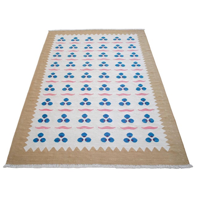 2020s Turkish Silk Rug Kilim Hand Woven Chintemani Motif Oushak Area Rug - 4′4″ × 6′3″ For Sale - Image 5 of 18