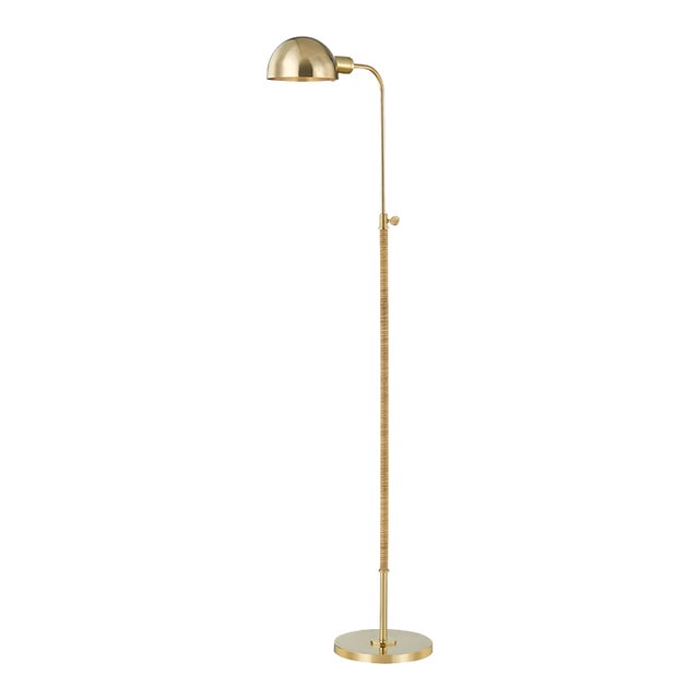 Mark D. Sikes 1 Light Devon Floor Lamp, Aged Brass, Natural Shade For Sale