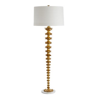 Arteriors Organic Style Modern Gold Leaf Pricilla Floor Lamp For Sale