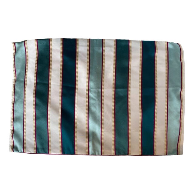 Teal & Burgundy Striped & Ikat Pillow Cover For Sale