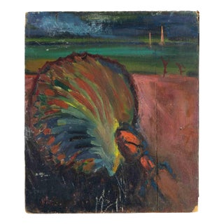 Sirio Pellegrini, Peacock, Oil on Board, 1967 For Sale
