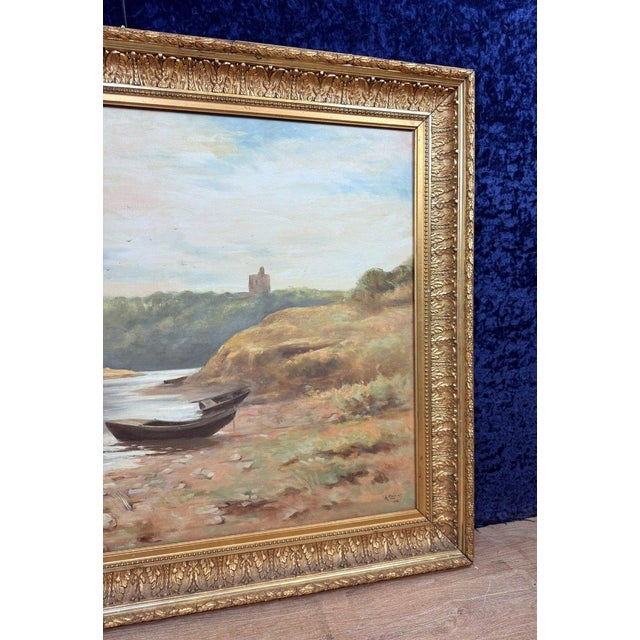A.Monier, Lakeside Landscape, 1890s, Oil on Canvas For Sale - Image 9 of 13