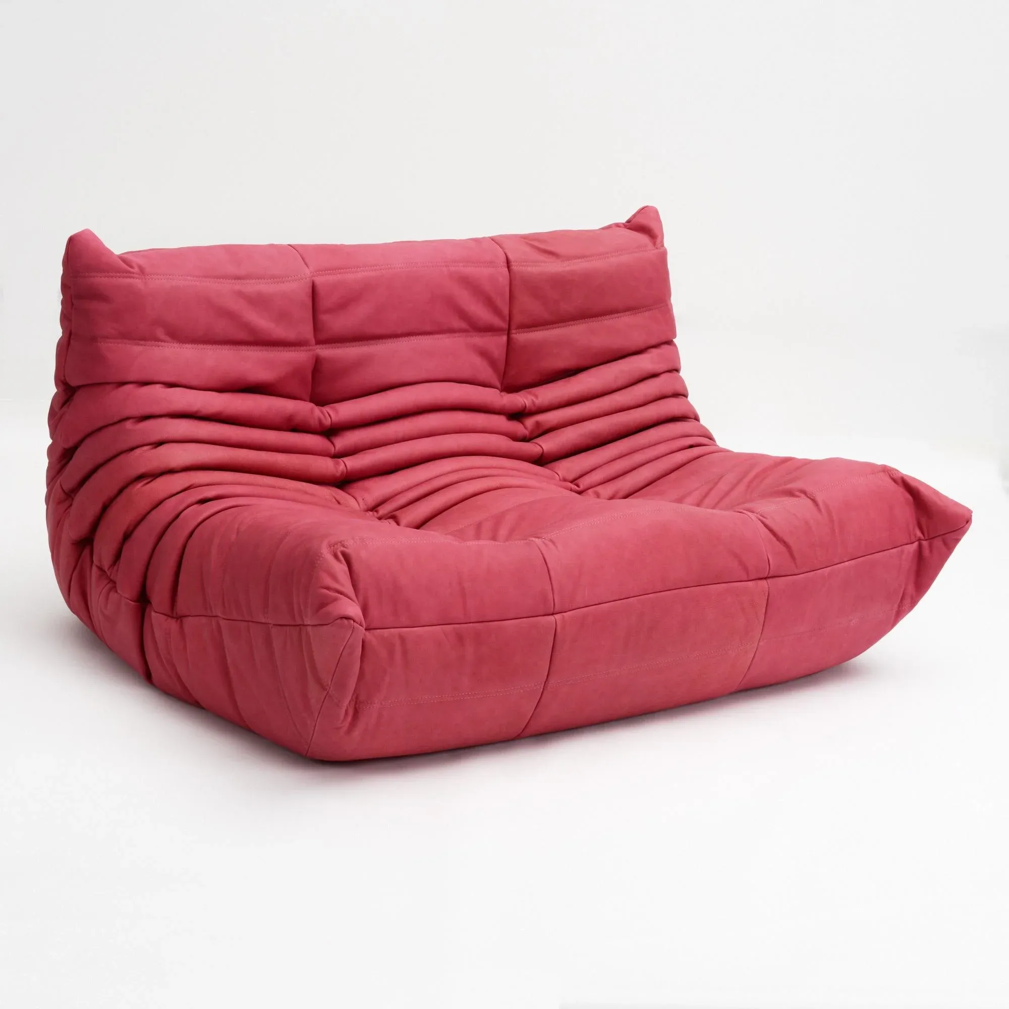 Ligne Roset Togo Sofa Loveseat – Fuchsia Reupholstered Natural