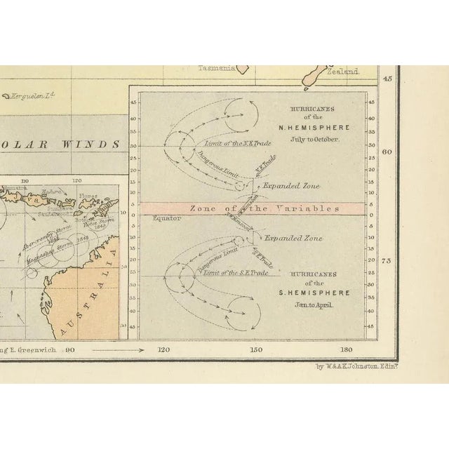Mid 19th Century Wind and Hurricane Map by A.K. Johnston, 1852 For Sale - Image 5 of 10