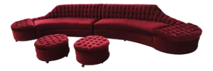 Hollywood Regency Tufted 2-Piece Curved Sectional Sofa