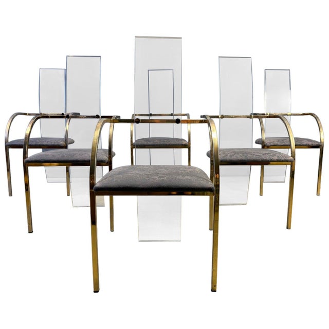 Brass and Acrylic Dining Chairs by Belgochrom, 1970s, Set of 6 For Sale - Image 13 of 13