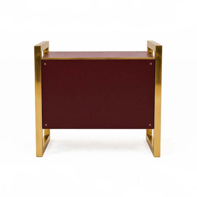 Not Yet Made - Made To Order Italian Brass and Burgundy Glass Bedside Tables from Justfurnituress SRL, Set of 2 For Sale - Image 5 of 10