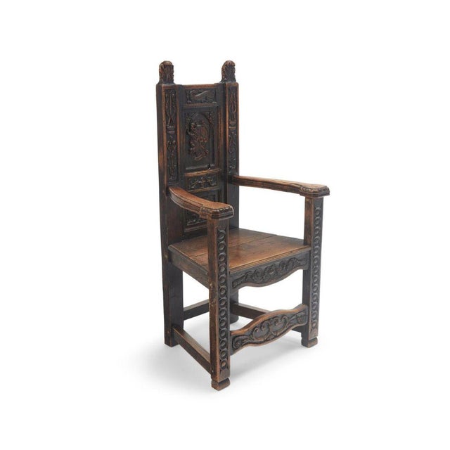 From the esteemed collection of Monique De Wulf, this 17th-century French Renaissance oak caquetoire is a stunning example...