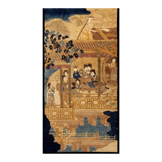 1920s Antique Artistic Chinese Scenic Pictorial Peking Area Rug For Sale