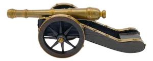 English Brass & Wood Desk Top Model of a Signal Cannon