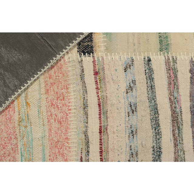 Rug & Kilim’s Patchwork Kilim Square Rug in Polychromatic Stripes For Sale In New York - Image 6 of 6