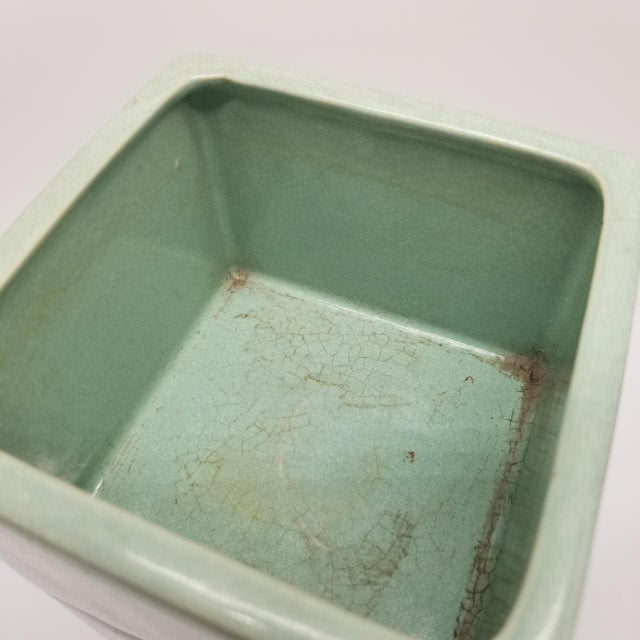 Japanese Vintage Celadon Ikebana Vase With Openwork Design For Sale - Image 6 of 16