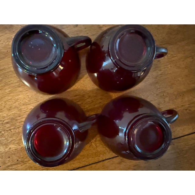 Vintage Anchor Hocking Royal Ruby Serva-Snack Set — 4 Plates + 4 Cups + Bonus Cup Beautiful vintage Anchor Hocking Royal...