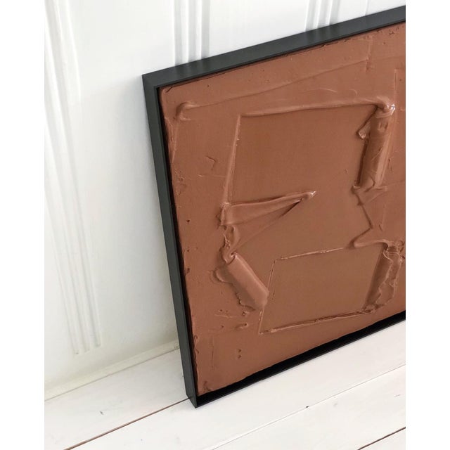 Contemporary "Free Form" Contemporary Minimalist Abstract Textured Plaster Painting by Victoria Holly, Framed For Sale - Image 3 of 4