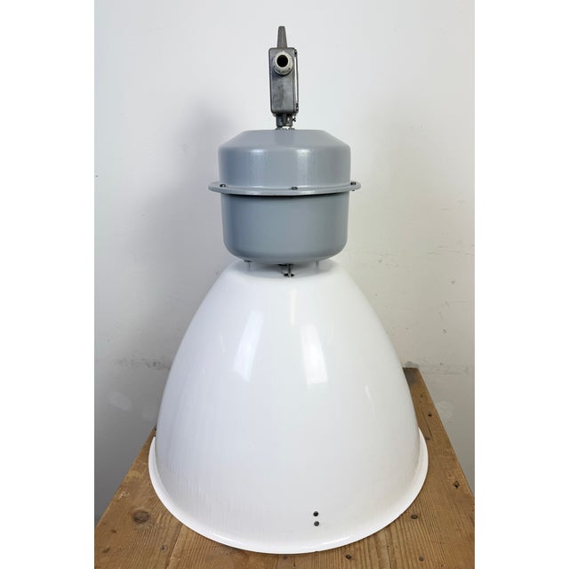 Large Industrial White Enamel Factory Lamp from Elektrosvit, 1990s For Sale - Image 12 of 17