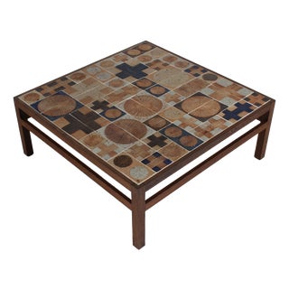 Square Tile Top Coffee Table in Wengé from Tue Poulsen and Erik Wørts, Denmark, 1960s For Sale