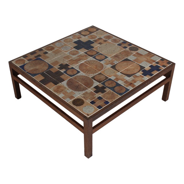 Square Tile Top Coffee Table in Wengé from Tue Poulsen and Erik Wørts, Denmark, 1960s For Sale