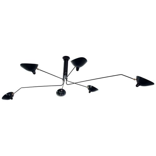 Mid-Century Modern Black Six Rotating Arms Ceiling Lamp by Serge Mouille For Sale - Image 9 of 10