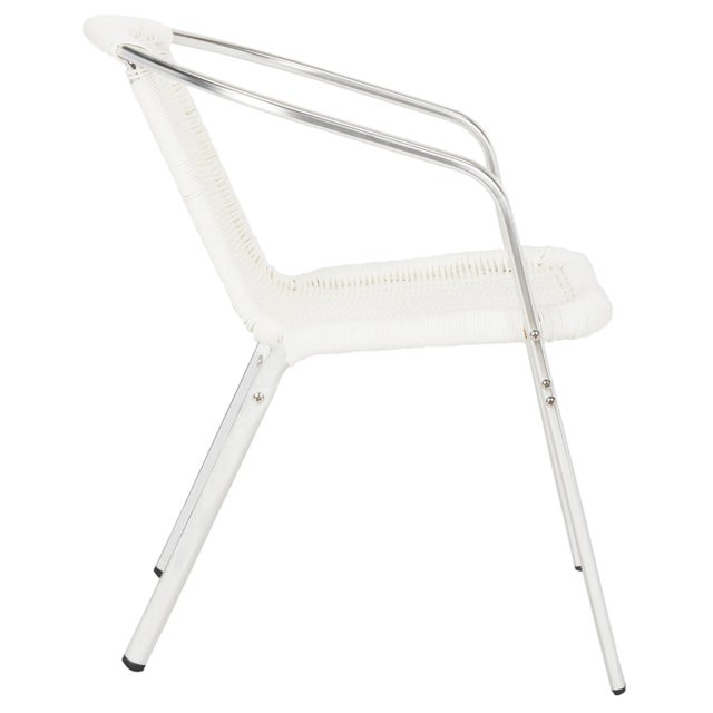 Indoor-Outdoor Stacking Armchair in White - a Pair For Sale - Image 4 of 9