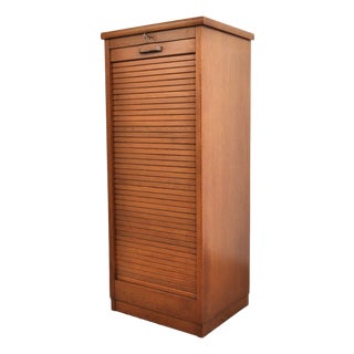 Vintage Roller Door Cabinet in Oak and Beech, 1940s For Sale