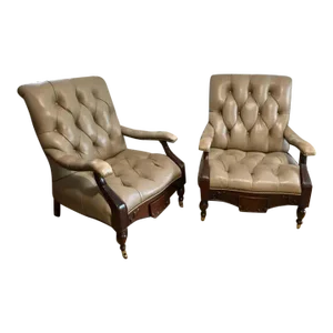 1990s Pair of Hancock & Moore Leather Cigar Chairs