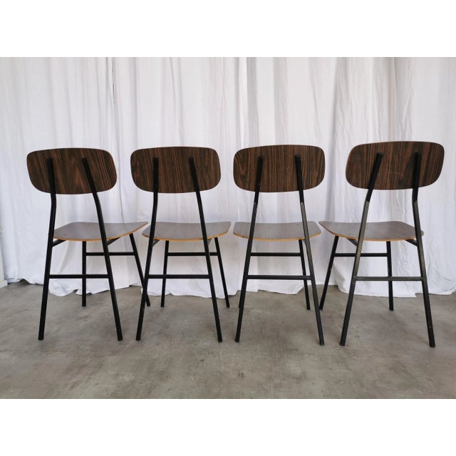 Wood Vintage Industrial School Chairs from STOL Kamnik, 1970s, Set of 4 For Sale - Image 7 of 18