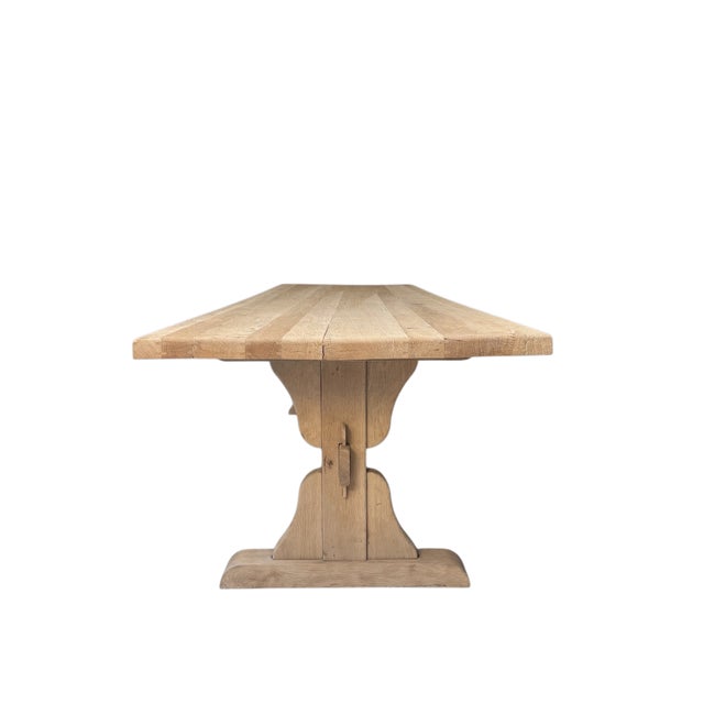 Wood Monumental Monastery Table in Sandblasted Oak, 1975 For Sale - Image 7 of 8