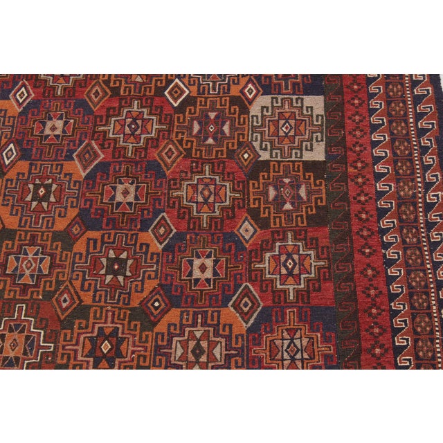 Tribal Soumak Rust/Green Wool Rug - 4'11'' X 8'3'' For Sale In New York - Image 6 of 10