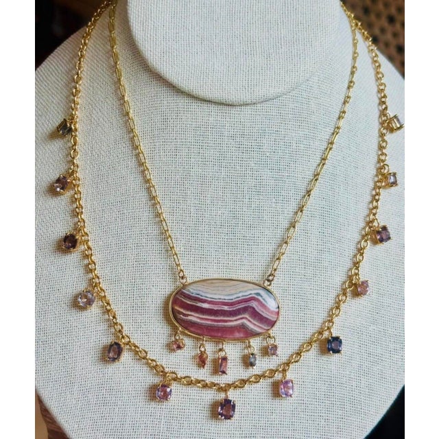 2020s Spinel Necklace With 14k Gold Oval Link Chain For Sale - Image 5 of 11