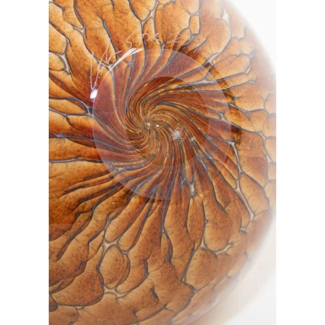 Murano Style Leopard Tortoise Brown and Beige Signed Art Glass Large Vase For Sale - Image 11 of 13