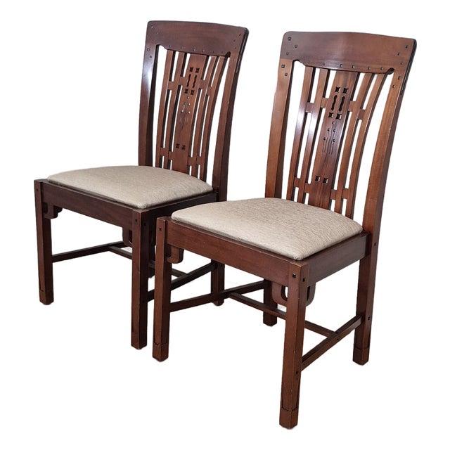 Late 20th Century Blacker House Mahogany Side Chairs in the Style of Greene and Greene Arts & Crafts, a Pair For Sale