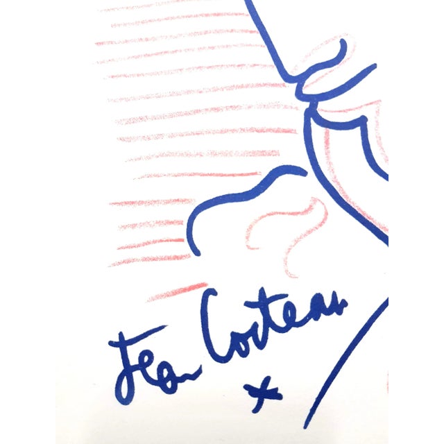 Young Girl in Blue Lithograph by Jean Cocteau, 1958 For Sale - Image 3 of 7