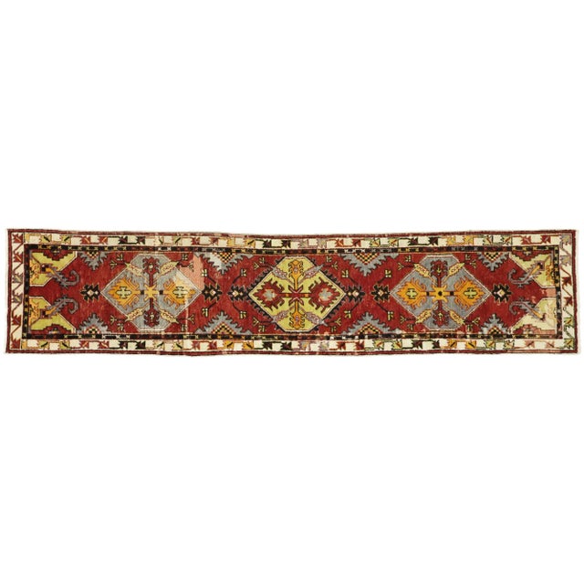 Mid 20th Century Vintage Turkish Oushak Hallway Runner 02'06 X 11'07 For Sale - Image 10 of 10