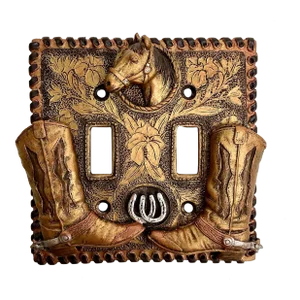 Vintage Equestrian Hand Painted Ceramic Switch Plate Cover