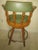 1970s Wood Frame Swivel Counter Stools Green Leather Seat Set of Two For Sale - Image 9 of 12