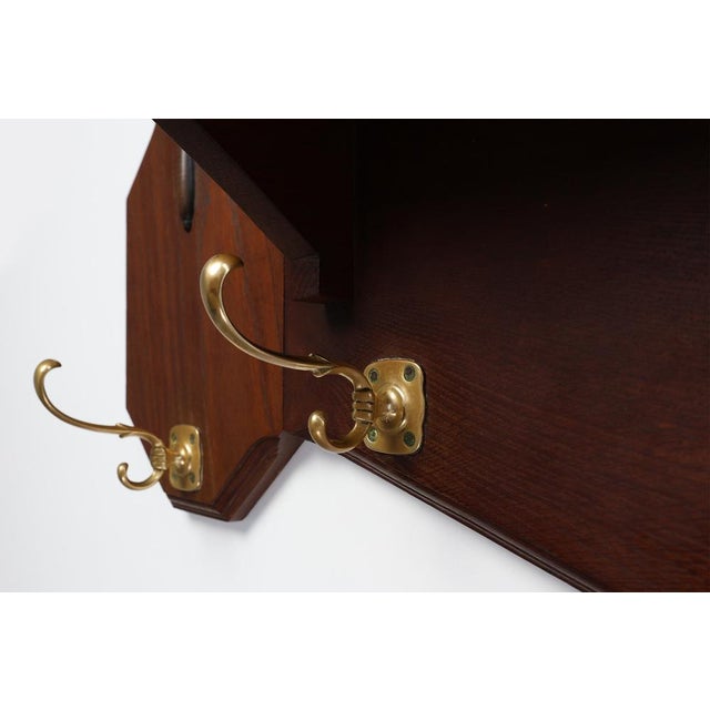 Art Deco Coat Rack in Oak and Copper, Belgium, 1920s For Sale - Image 10 of 12