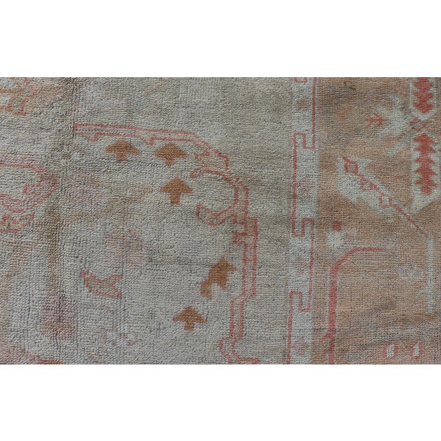 Taupe Antique Turkish Large Oushak Rug in Taupe, Light Green and Light Copper For Sale - Image 8 of 12