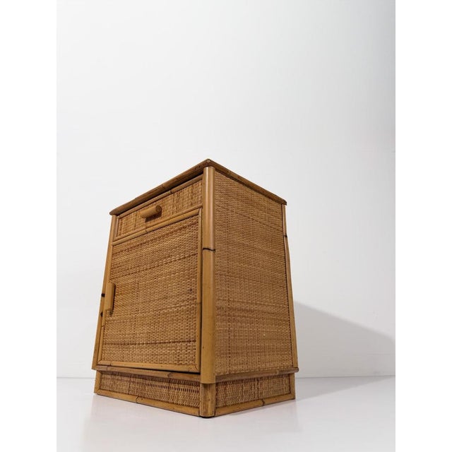 Brown Mid-Century Modern Italian Bamboo and Woven Cane Nightstands, 1960s, Set of 2 For Sale - Image 8 of 18