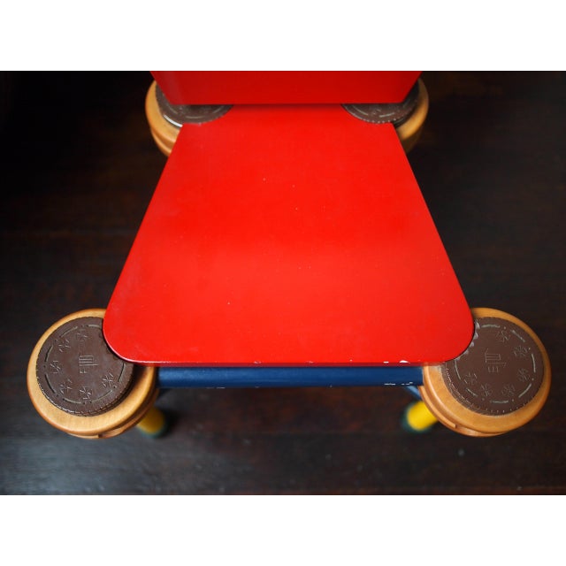 1980s 1987 Original Joanne Shima Memphis Milano Modern Folk Tramp Art Tinker Toys Oreo Cookies Child's Chair Wood Sculpture For Sale - Image 5 of 11