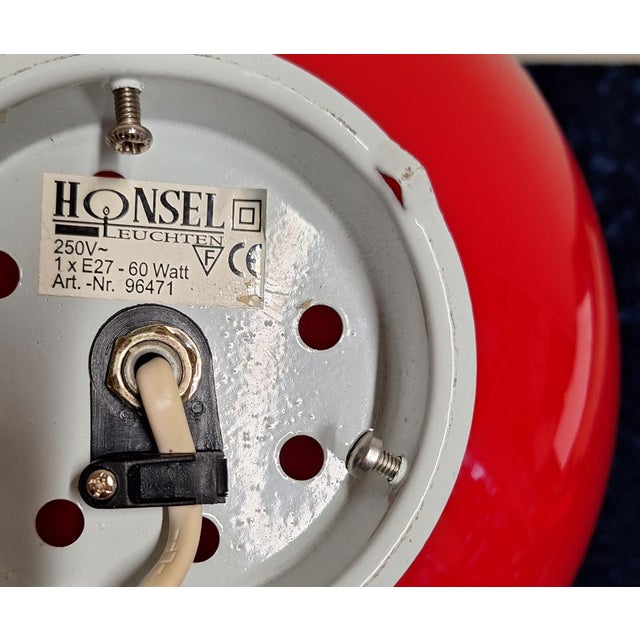 Metal Vintage Red Glass Ball Table Lamp from Honsel, 2000s For Sale - Image 7 of 8