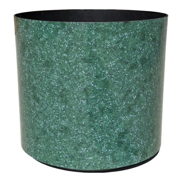 Vintage Postmodern Green Faux Malachite Modern Planter For Sale
