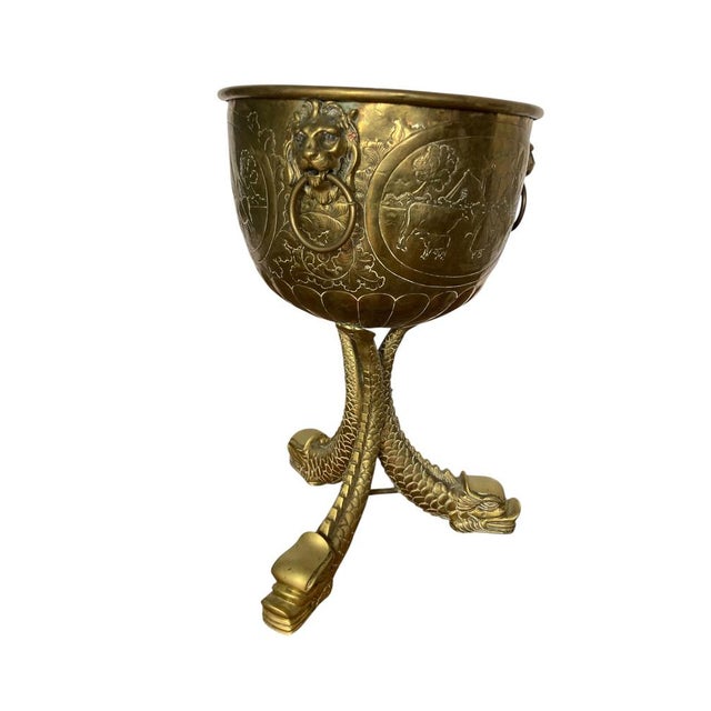 Antique Brass Decorative Planter, 1890 For Sale - Image 3 of 10